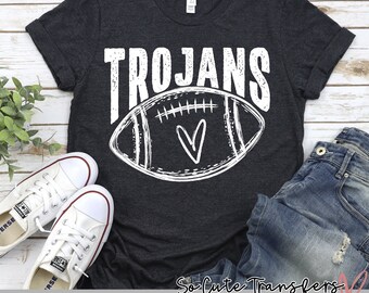 Trojans Football Mom Screen Print Transfer, White Ink