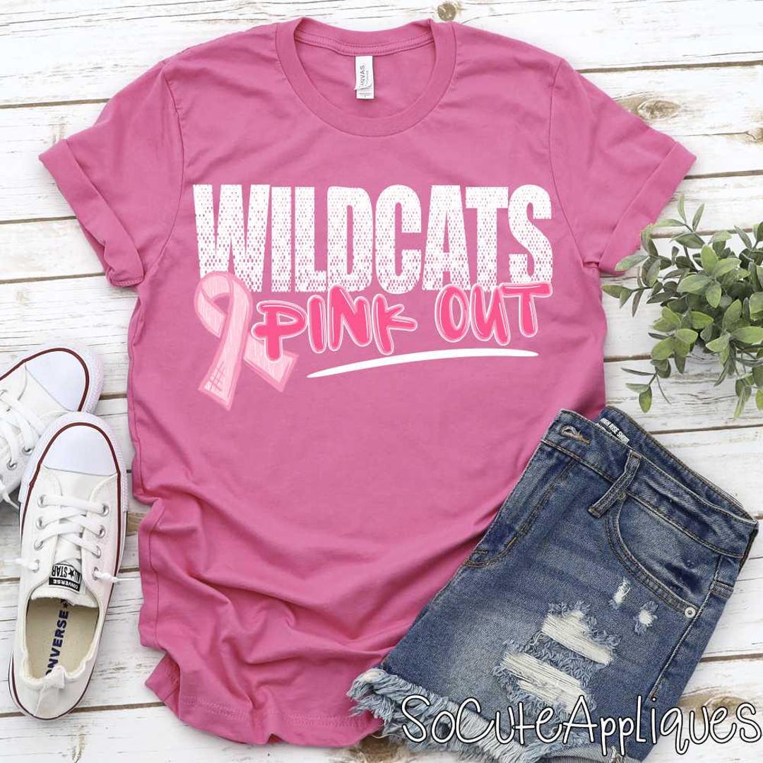 WILDCATS Pink Ribbon DTF Transfer, Breast Cancer Awareness Mascot ...
