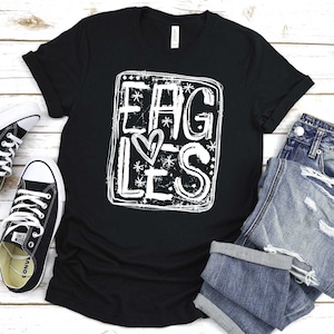 Eagles graffiti, screen print transfer, WHITE, t-shirt transfer--NOT a digital file-- Team Prints