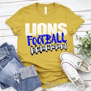 LIONS football Mascot transfer, you pick color DTF transfer, football mom, football transfer, N0T a digital file, Ready to Press