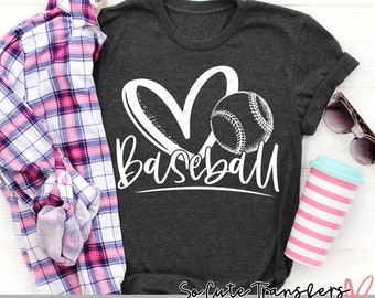 Heart Baseball Screen Print Transfer, Baseball Mom T-Shirt