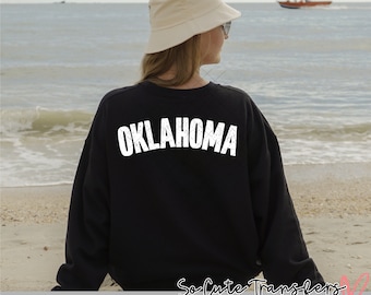 Oklahoma WHITE DTF transfer, t-shirt transfer--NOT a digital file--, State transfer H-131