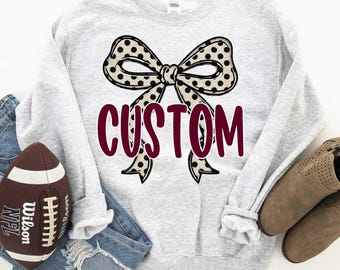 Custom Mascot Polka Dot Bow DTF Transfer, Game Day