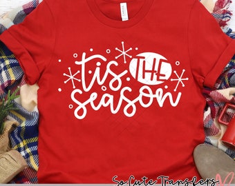Tis the Season screen print transfer, t-shirt transfer, --NOT a digital file--, Christmas,Snowflakes, B-75