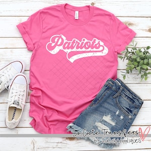 Patriots SCRIPT screen print transfer, t-shirt transfer, --NOT a digital file--, sports screen print, mom transfer A-30