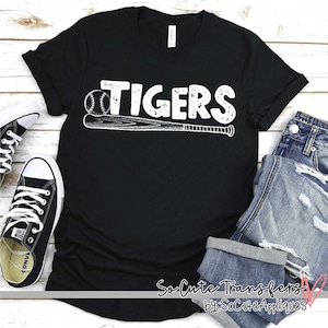 Transferencia DTF de béisbol de los Tigres, fuente Funky Block
