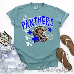 PANTHERS leopard football Mascot transfer, you pick color DTF transfer, football mom, football transfer, N0T a digital file, Ready to Press