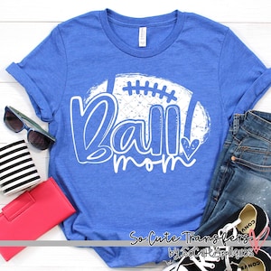 Ball mom Football screen print transfer, WHITE, t-shirt transfer--NOT a digital file-- football mom screen print A-136