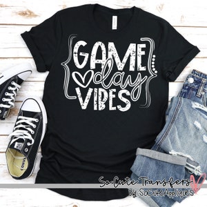 Game Day Vibes screen print transfer, WHITE, t-shirt transfer--NOT a digital file-- Sports transfer, baseball, football mom A-38