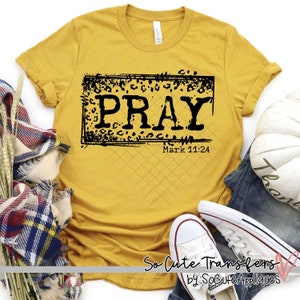 Pray LEOPARD screen print transfer, t-shirt transfer, Religious screen print, scripture screen print D-99