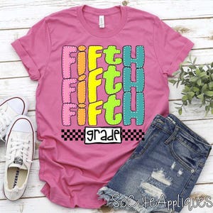 FIFTH grade transfer, t-shirt transfer, 5th grade, back to school DTF transfer, Teacher transfer, N0T a digital file, Ready to Press