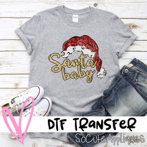 Santa baby sequin hat DTF transfer, Christmas transfer, N0T a digital file, Christmas design, Ready to Press DTF-1798