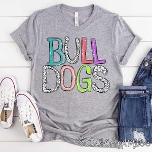 BULLDOGS polka dot back to school DTF transfer, t-shirt transfer, teacher transfer, Spirit wear, mascot transfer, N0T a digital file