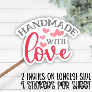 STICKERS Handmade with love hearts *Small Business Stickers* Thank you stickers, Waterproof vinyl sticker, ST-92