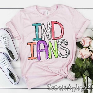 INDIANS polka dot back to school DTF transfer, t-shirt transfer, teacher transfer, Spirit wear, mascot transfer, N0T a digital file