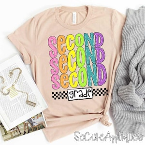 SECOND grade transfer, t-shirt transfer, 2nd grade, back to school DTF transfer, Teacher transfer, N0T a digital file, Ready to Press