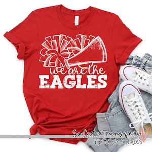 Eagles CHEER screen print transfer, WHITE, t-shirt transfer, Ready to ship screen print, sports transfer X-61