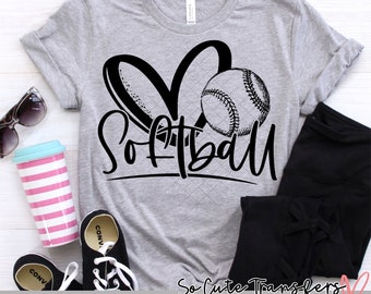 Heart Softball DTF transfer, Mom T-Shirt, Heat Press Design