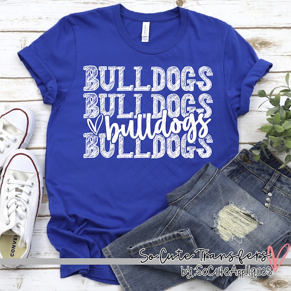 Bulldogs screen print transfer, t-shirt transfer, --NOT a digital file--, sports screen print, mom transfer W-81