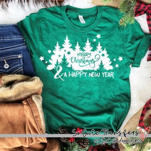Merry Christmas and happy New Year screen print transfer, t-shirt transfer--NOT a digital file-- Christmas, G-156