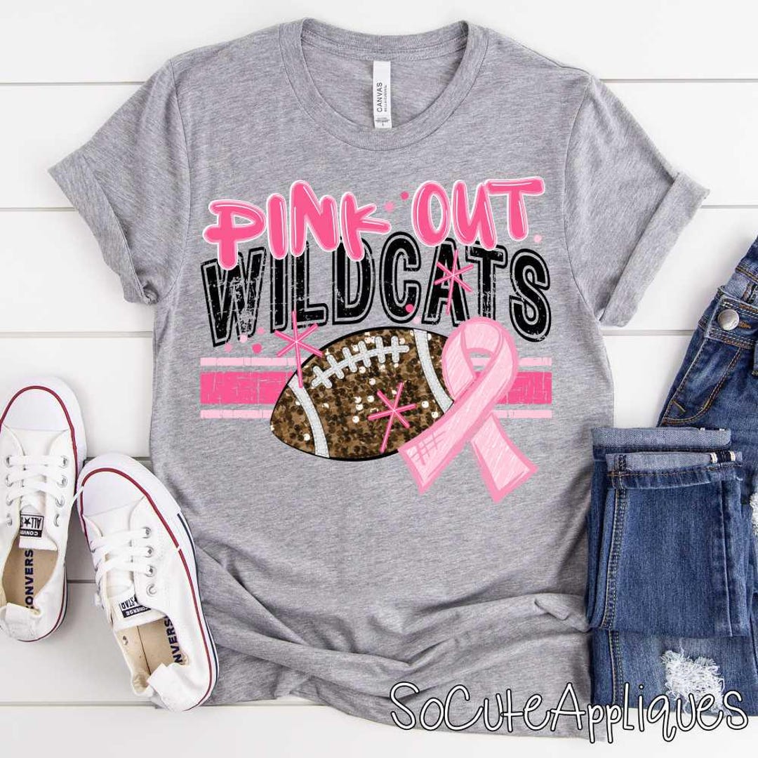 WILDCATS Football Pink Ribbon DTF Transfer, Breast Cancer Awareness ...