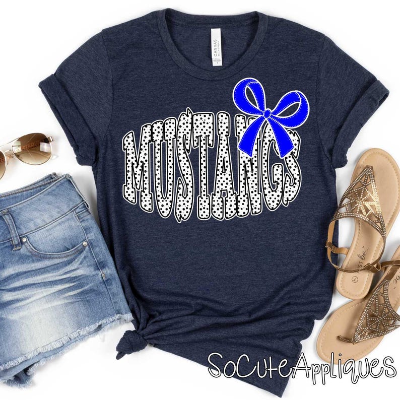 MUSTANGS Bow Transfer, You Pick Color DTF Transfer, Baseball Mom, Back ...