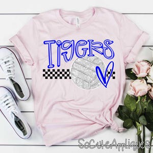 TIGERS volleyball checks Mascot transfer, you pick color DTF transfer, volleyball mom, Back to school, N0T a digital file, Ready to Press