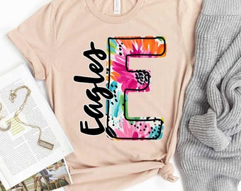 EAGLES bright flower print DTF transfer, teacher design, back to school, Spirit wear, mascot t-shirt transfer, N0T a digital file