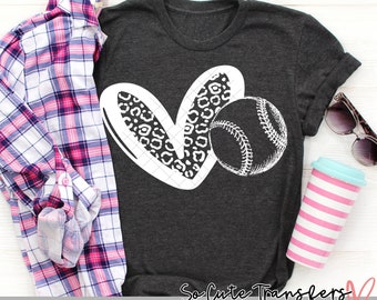Leopard Baseball Heart DTF transfer