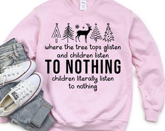 Tree tops glisten Christmas DTF transfer, Christmas pj DTF transfer, N0T a digital file, trendy Christmas design, Ready to Press
