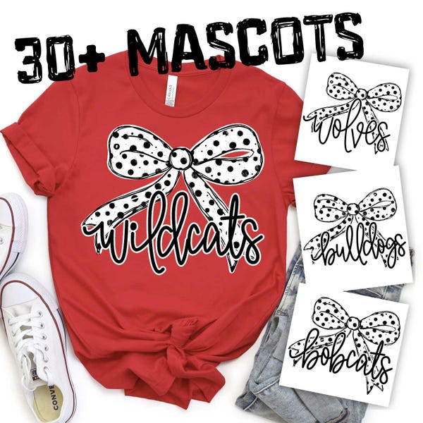 Dalmatian Dot Bow Mascot DTF Transfer, School Spirit