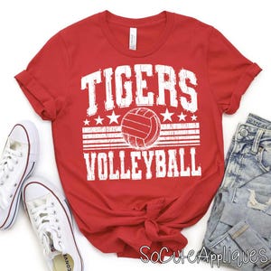 TIGERS volleyball DTF transfer, you pick team color, mascot transfer, volleyball mom, volleyball sister N0T a digital file, Ready to Press