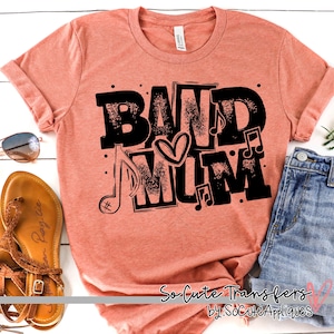 Band mom Block BLACK screen print transfer, t-shirt transfer, --NOT a digital file--, sports screen print, mom transfer, A-10