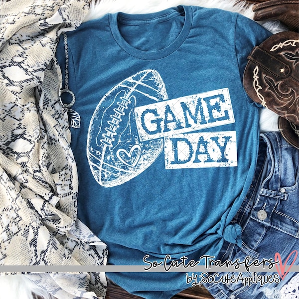 Game day SQUARES FOOTBALL screen print transfer, white, plastisol ink, --NOT a digital file-- screen print, football mom screen print J-15