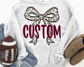 Custom Mascot Polka Dot Bow DTF Transfer, Game Day Design