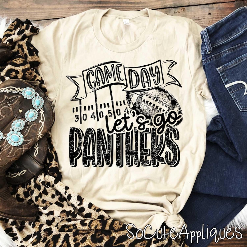 Panthers Football DTF Transfer, Game Day Shirt, Pick Your Color bild 1