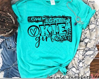 Okie Girl DTF transfer, State of Oklahoma, Black Ink
