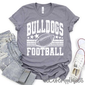 BULLDOGS retro football transfer, you pick color DTF transfer, football mom, Back to school, football transfer, N0T a digital file