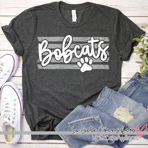 Bobcats on STRIPES screen print transfer, baseball mom, t-shirt transfer--NOT a digital file-- sports print, mom transfer