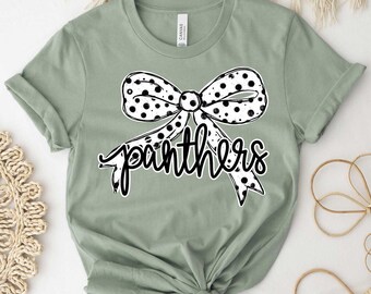 Panthers Polka Dot Bow DTF Transfer, Mascot Spirit Wear