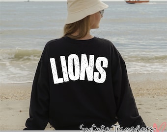Lions ARCHED screen print transfer, white, t-shirt transfer--NOT a digital file-- W-14