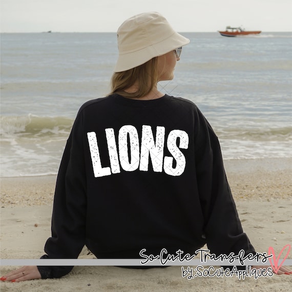 Lions ARCHED screen print transfer, white, t-shirt transfer--NOT a digital file-- W-14