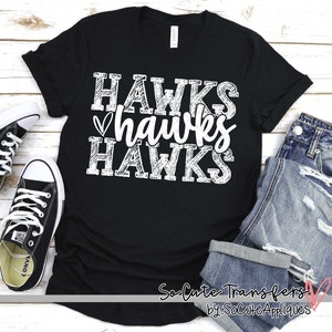 Hawks DTF transfer, heat transfer, spirit wear, t-shirt transfer, --NOT a digital file--, sports design, mom transfer DTF-3914