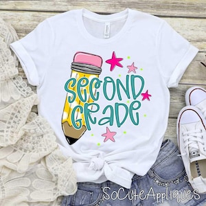 SECOND grade transfer, t-shirt transfer, 2nd grade, back to school DTF transfer, Teacher transfer, N0T a digital file, Ready to Press