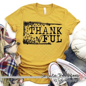 Thankful leopard frame screen print transfer, t-shirt transfer, Religious screen print, scripture screen print D-21