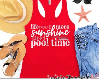Sunshine Pool Time DTF transfer, T-Shirt Iron-On