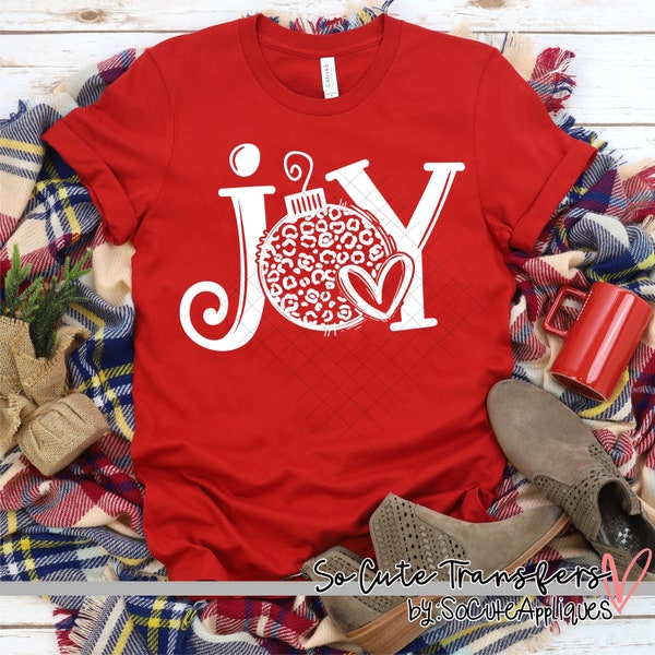 Joy Leopard Ornament screen print transfer, t-shirt transfer--NOT a digital file-- Christmas, Christmas ornament, E-231