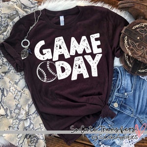 Game Day BASEBALL funky block screen print transfer, baseball mom, t-shirt transfer--NOT a digital file-- sports screen print, X-224