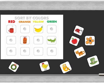 Sort by colors printable, busy binder, printable activity, color sorting game ,preschool activities, home school, color recognition, match