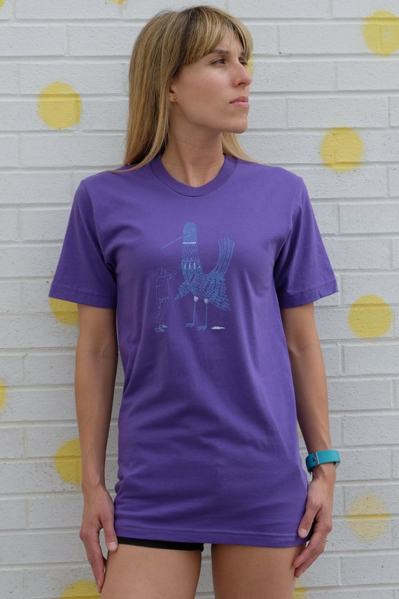 Man Vs Bird Purple \u0026 Blue Graphic Tee